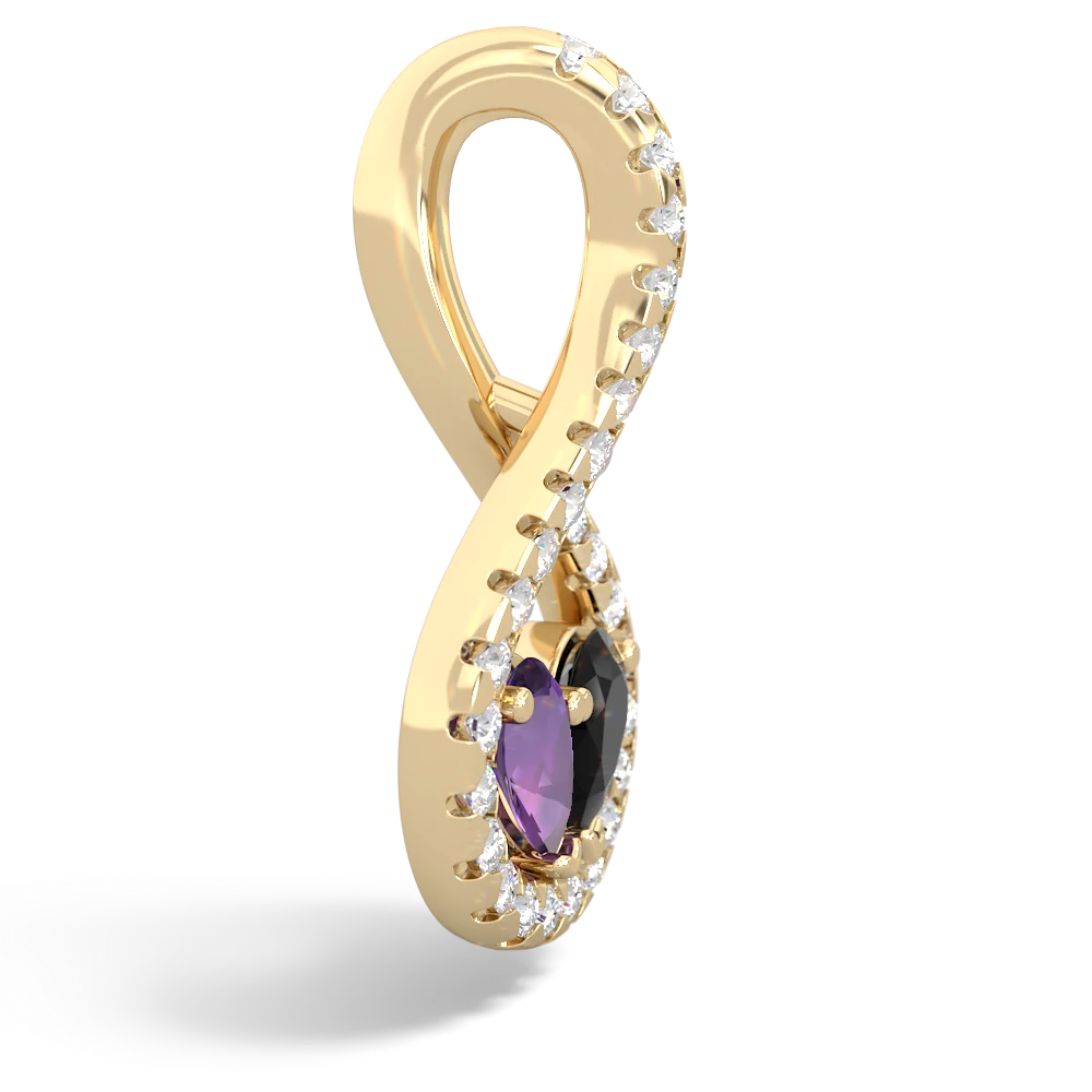 Amethyst Pave Twist 'One Heart' 14K Yellow Gold pendant P5360