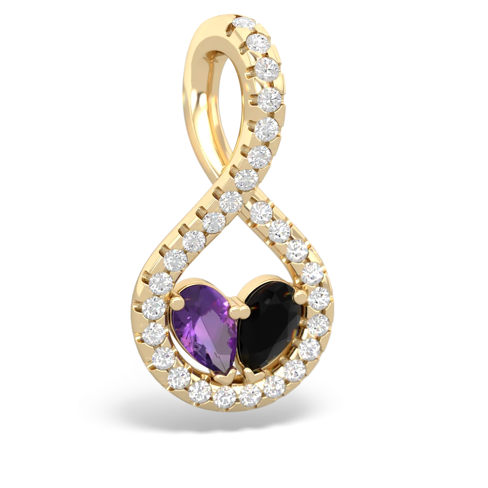 Amethyst Pave Twist 'One Heart' 14K Yellow Gold pendant P5360