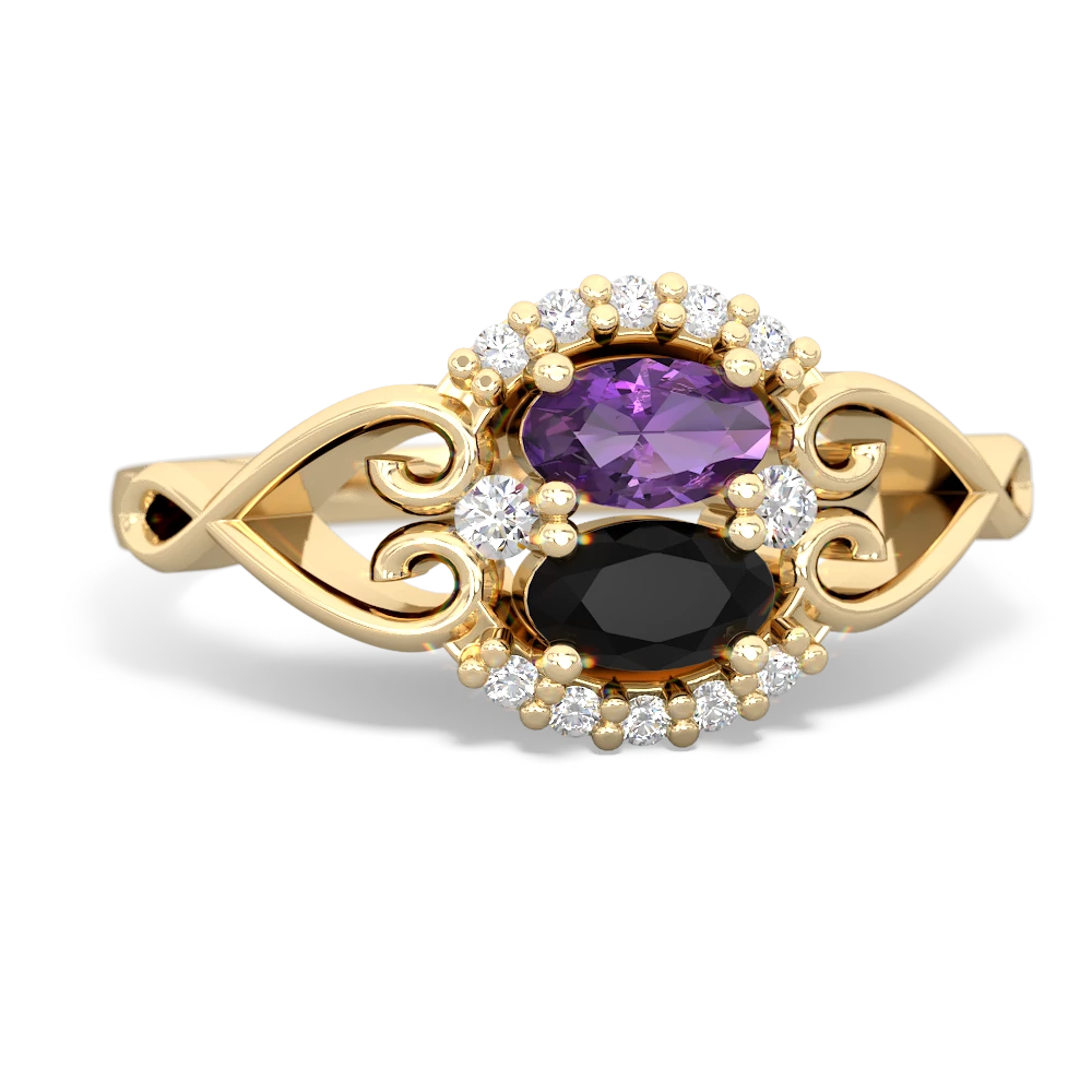 Amethyst Love Nest 14K Yellow Gold ring R5860