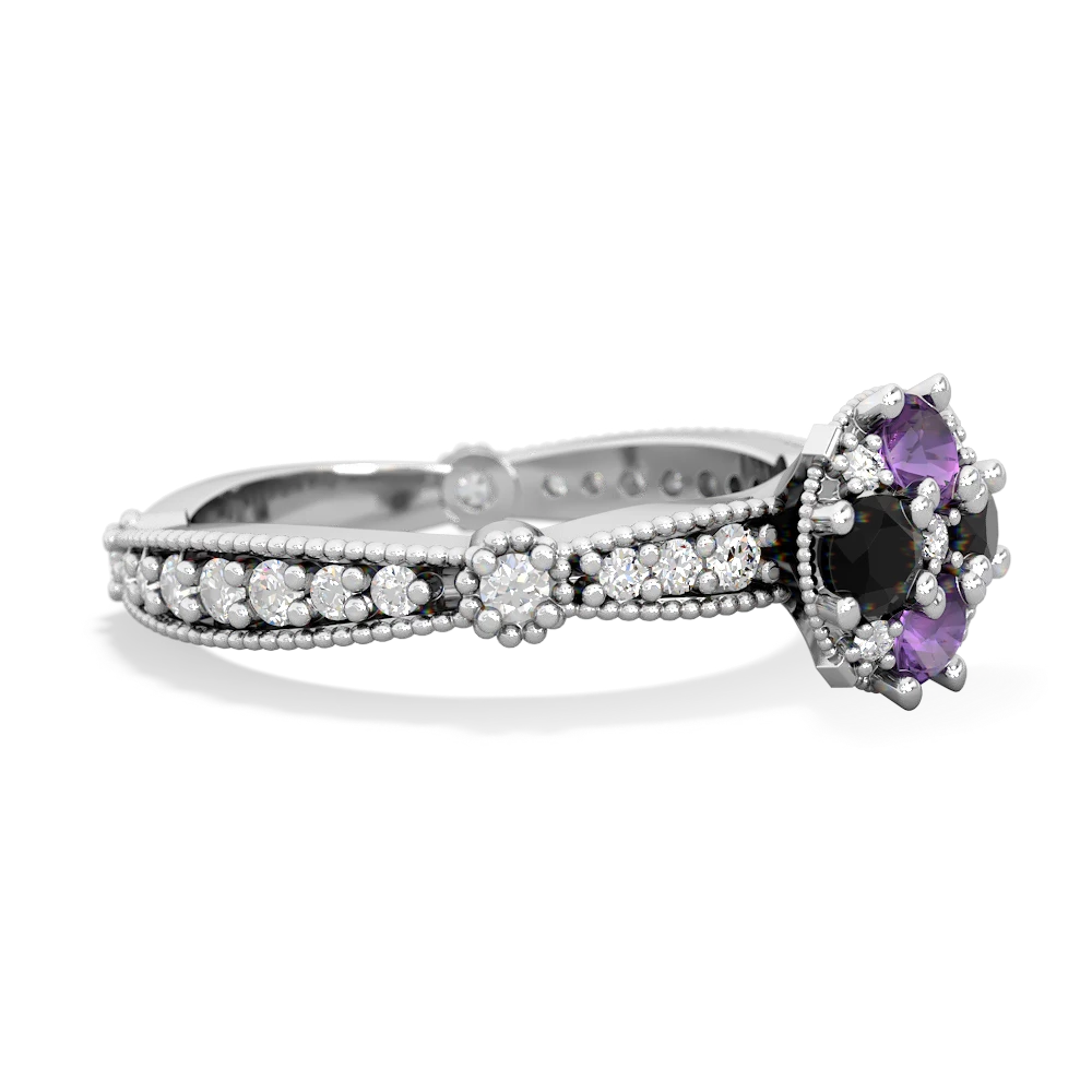 Amethyst Sparkling Tiara Cluster 14K White Gold ring R26293RD