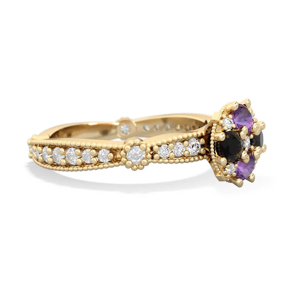 Amethyst Sparkling Tiara Cluster 14K Yellow Gold ring R26293RD