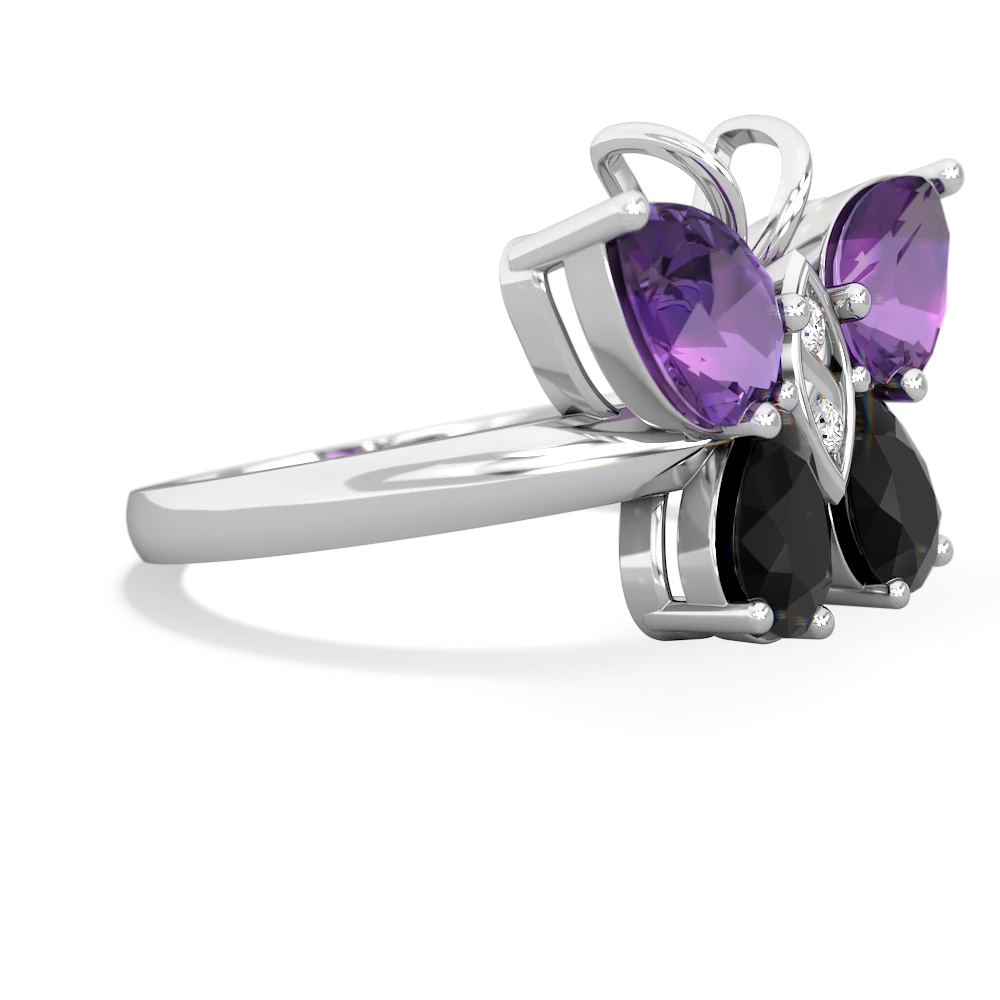 Amethyst Butterfly 14K White Gold ring R2215