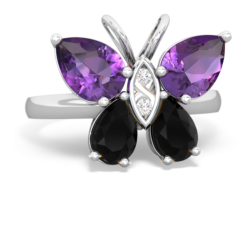 Amethyst Butterfly 14K White Gold ring R2215