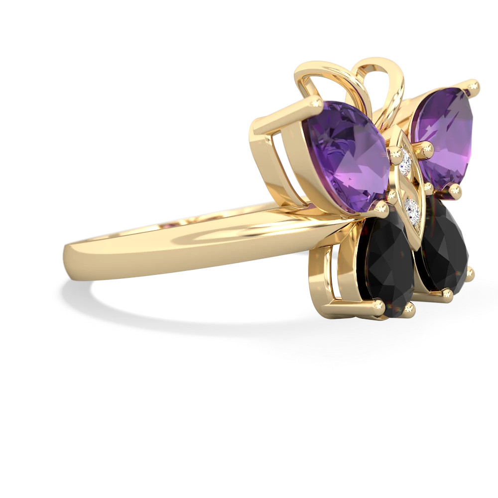 Amethyst Butterfly 14K Yellow Gold ring R2215