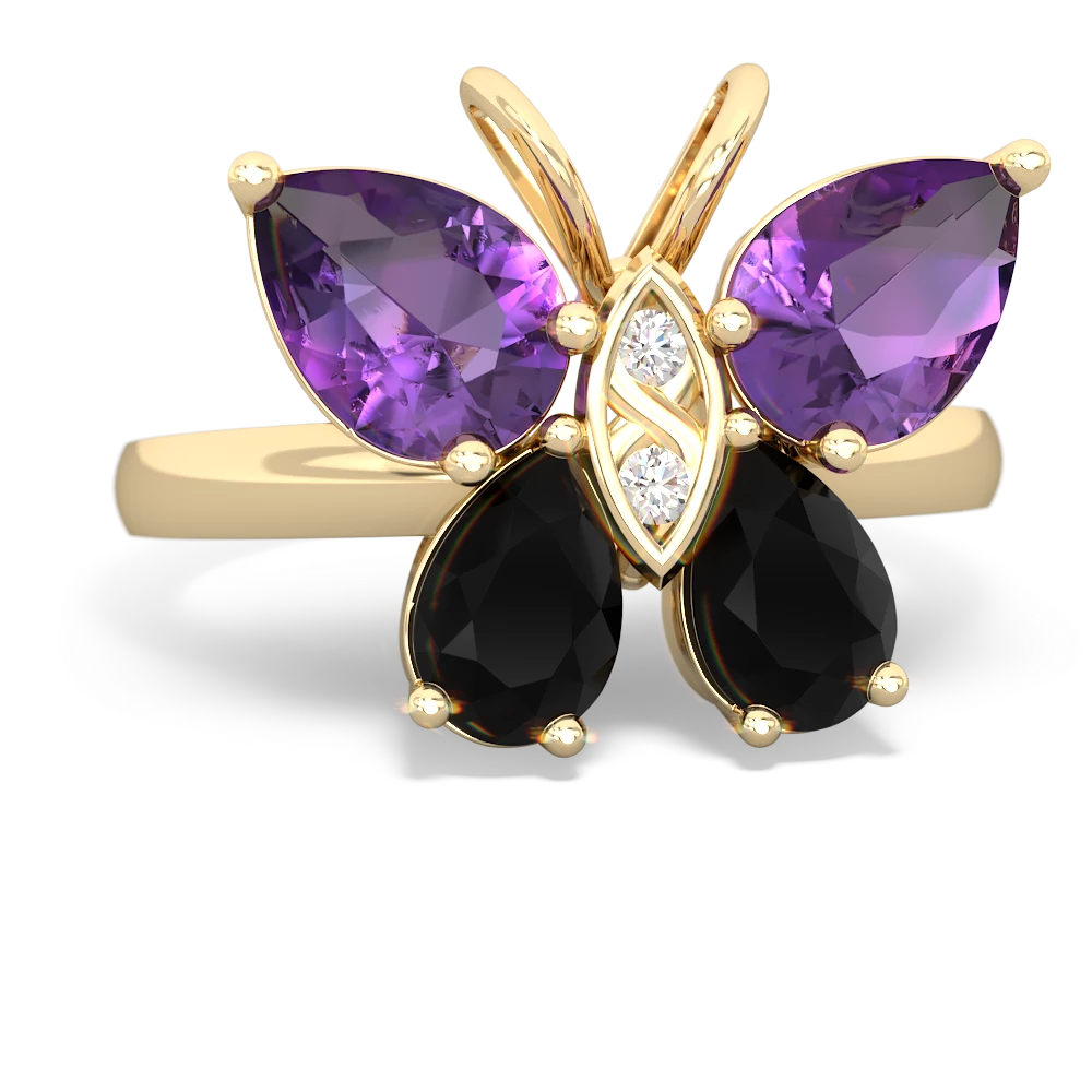 Amethyst Butterfly 14K Yellow Gold ring R2215