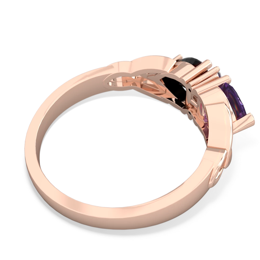 Amethyst Celtic Knot Double Heart 14K Rose Gold ring R5040