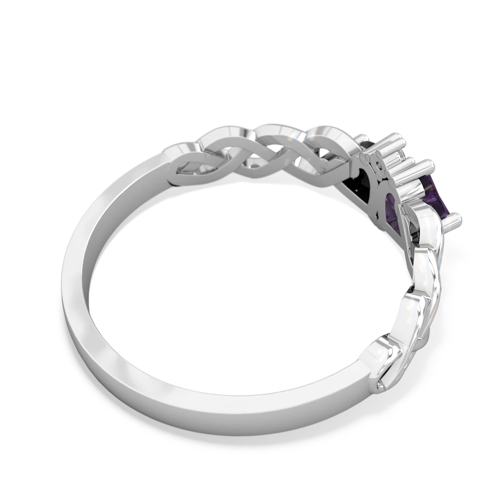 Amethyst Heart To Heart Braid 14K White Gold ring R5870