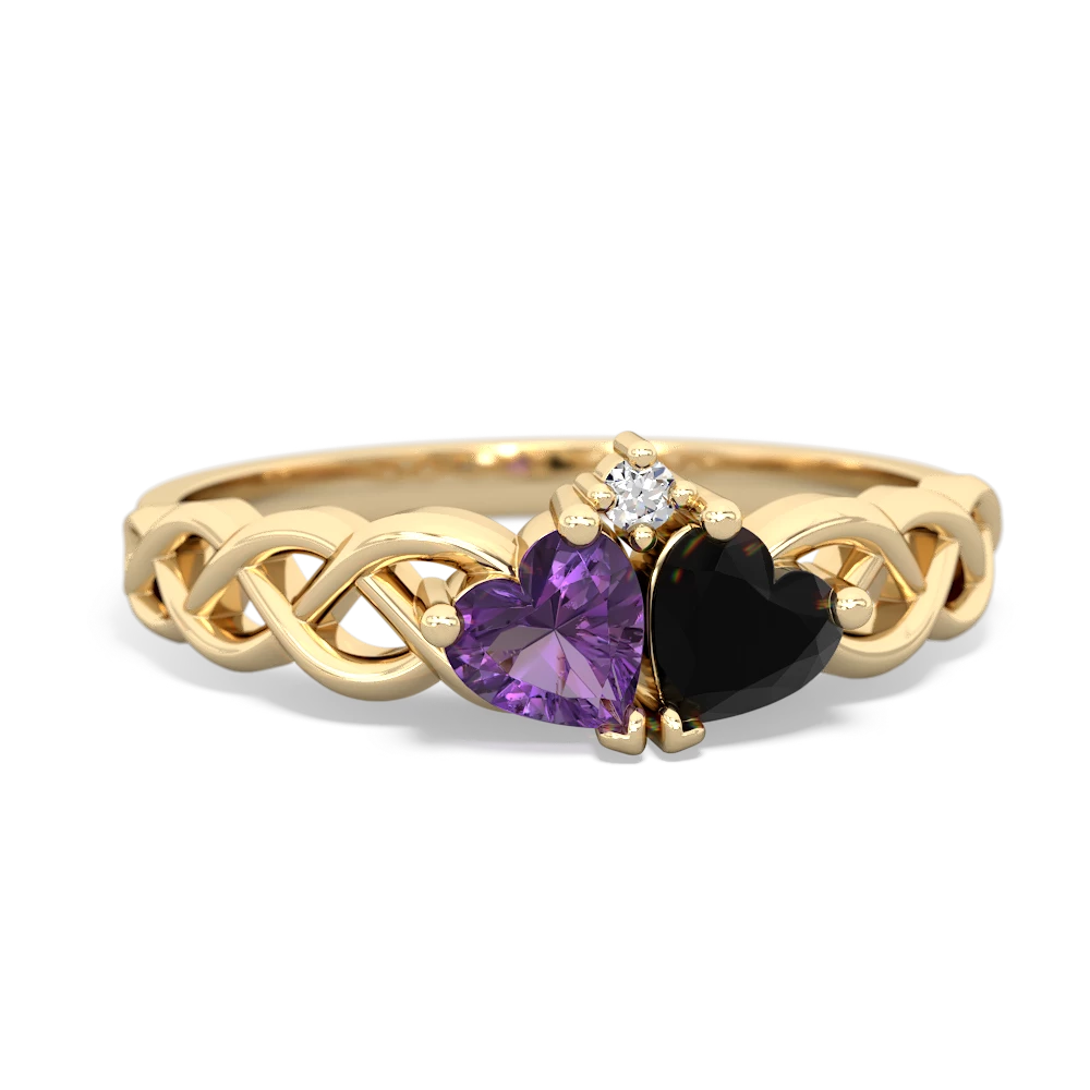 Amethyst Heart To Heart Braid 14K Yellow Gold ring R5870