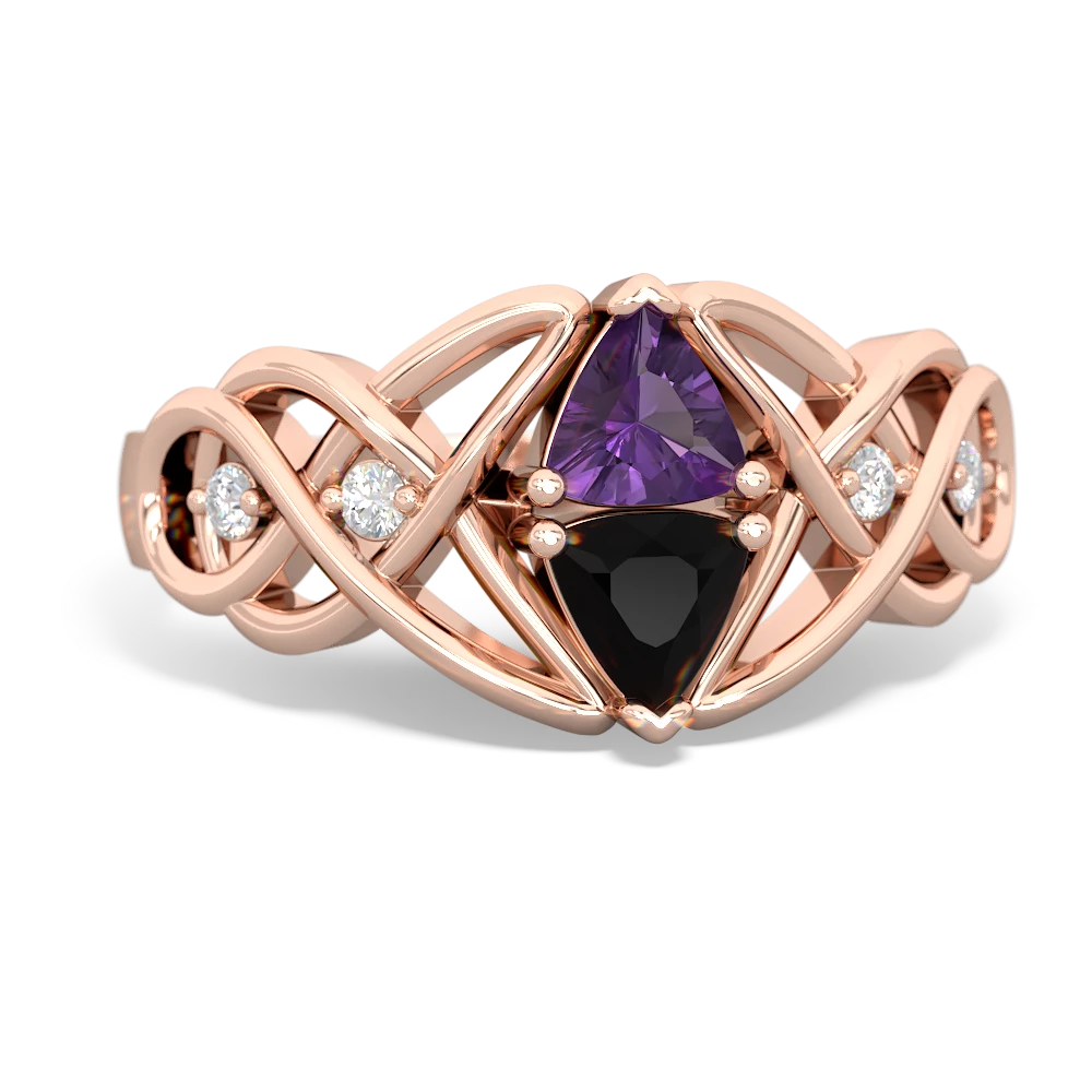 Amethyst Keepsake Celtic Knot 14K Rose Gold ring R5300