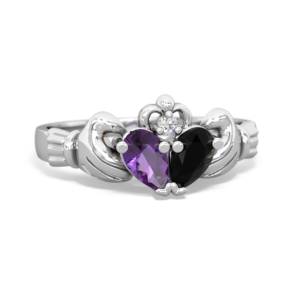 Amethyst 'Our Heart' Claddagh 14K White Gold ring R2388