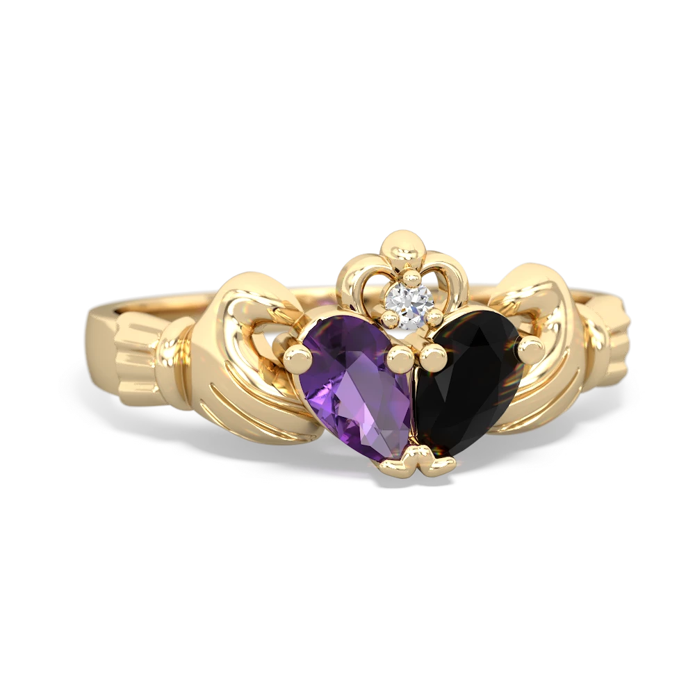 Amethyst 'Our Heart' Claddagh 14K Yellow Gold ring R2388