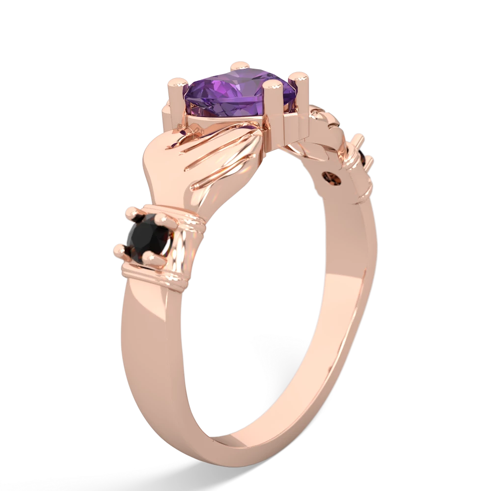 Amethyst Claddagh Keepsake 14K Rose Gold ring R5245