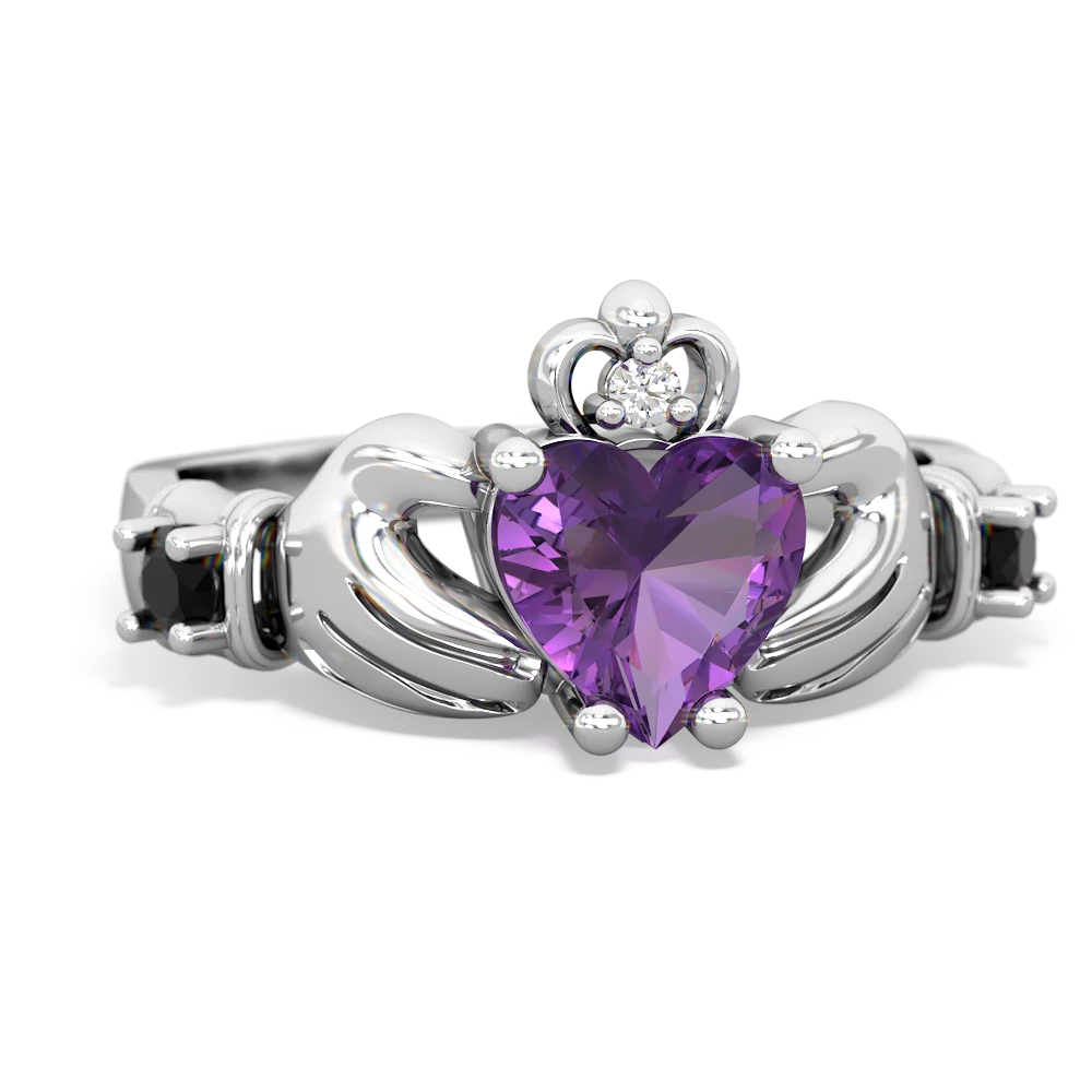 Amethyst Claddagh Keepsake 14K White Gold ring R5245