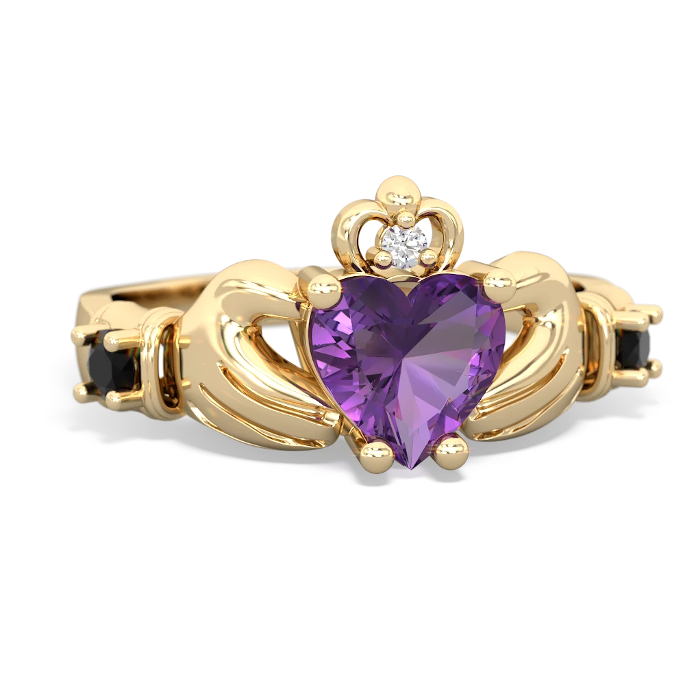 Amethyst Claddagh Keepsake 14K Yellow Gold ring R5245