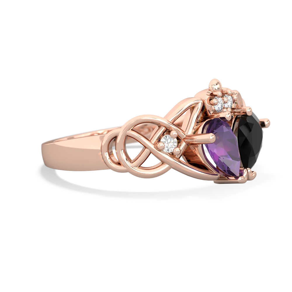 Amethyst 'One Heart' Celtic Knot Claddagh 14K Rose Gold ring R5322