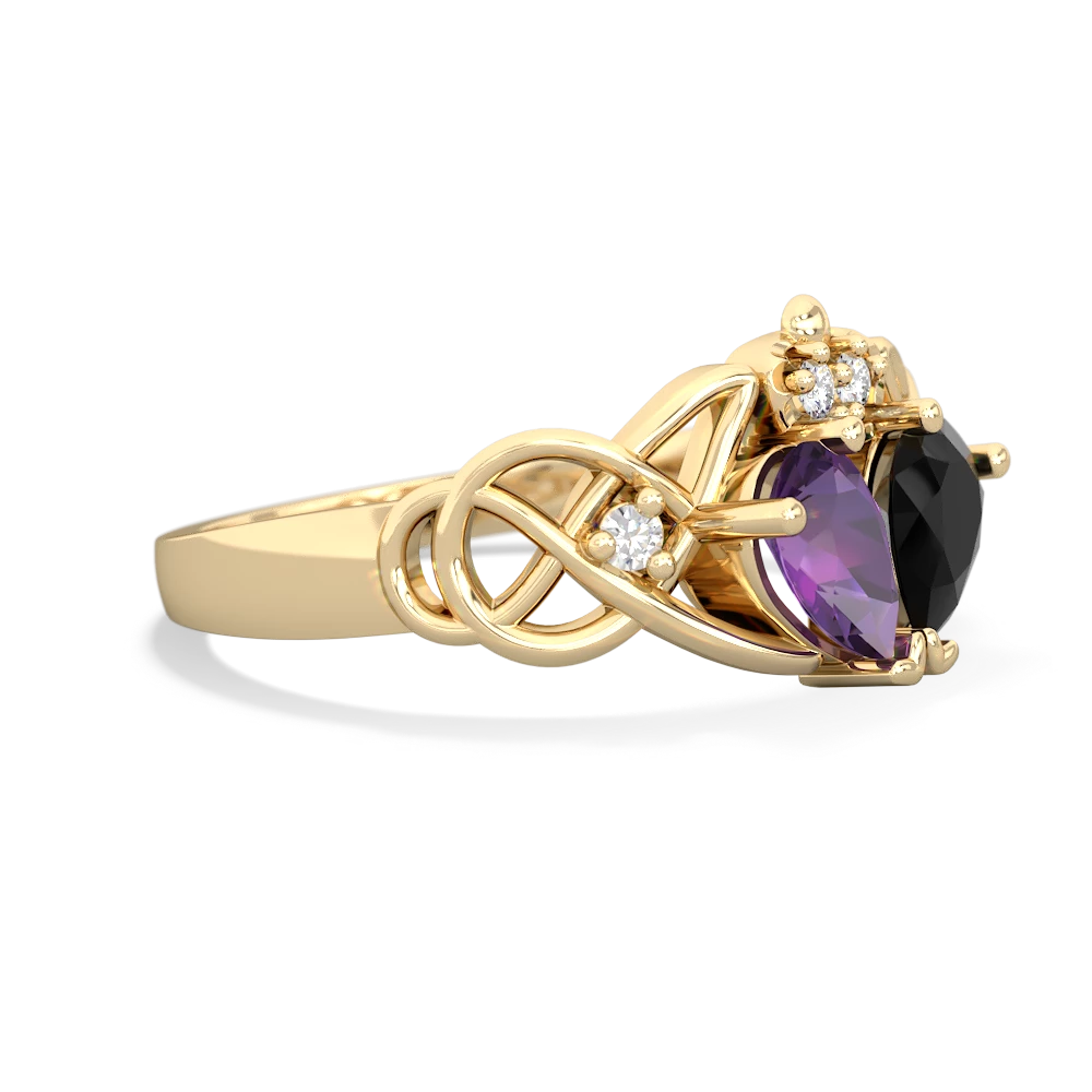 Amethyst 'One Heart' Celtic Knot Claddagh 14K Yellow Gold ring R5322