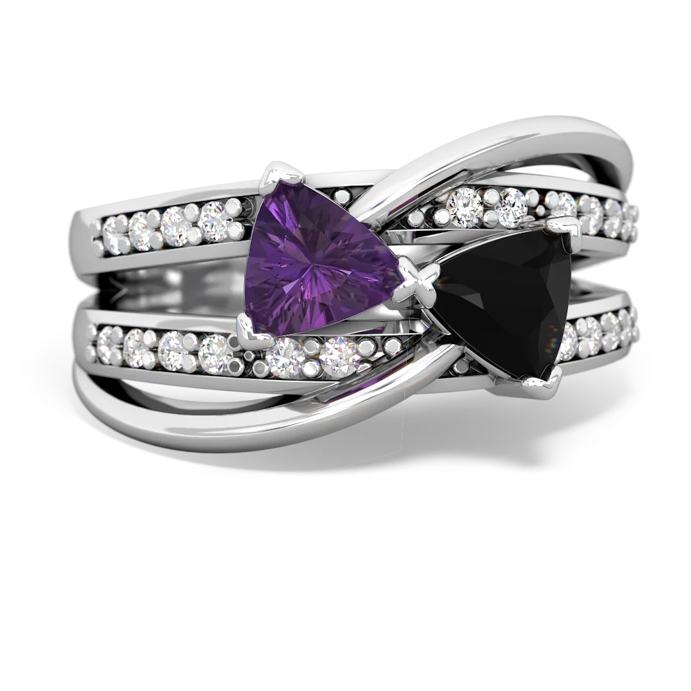 Amethyst Bowtie 14K White Gold ring R2360