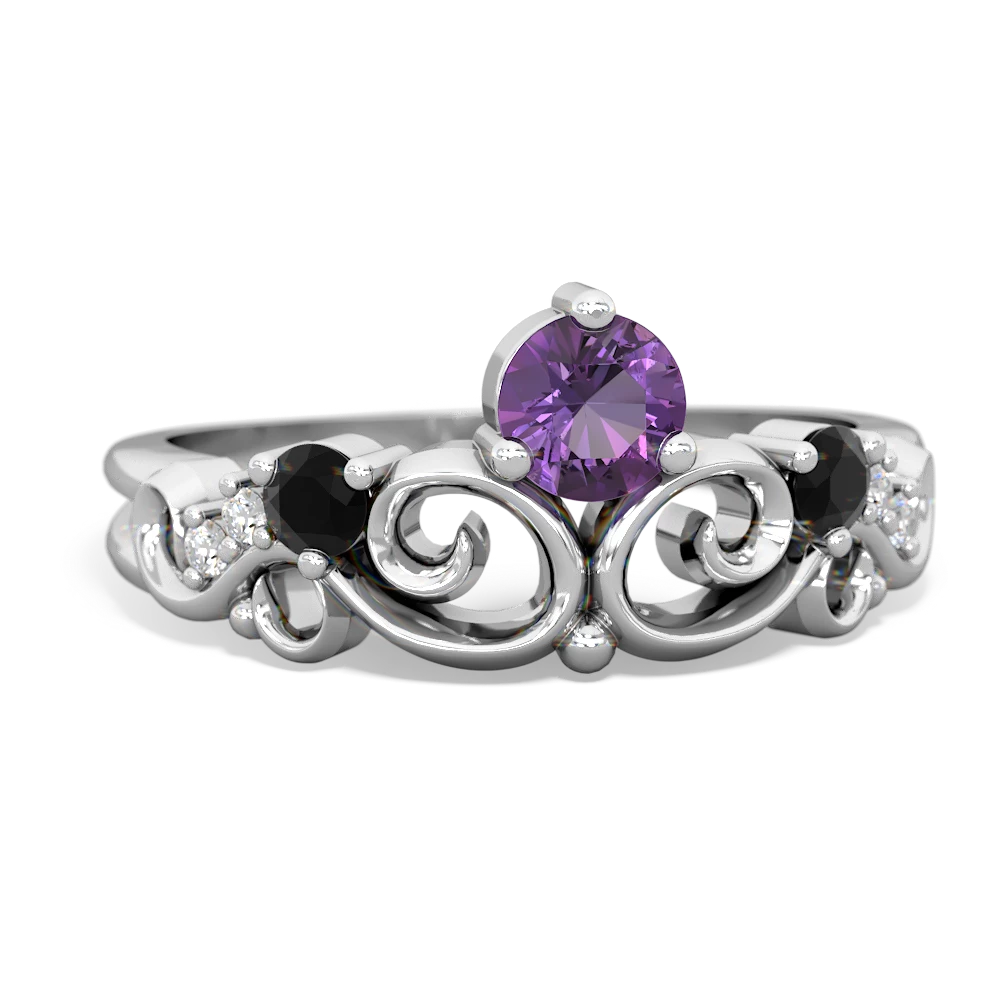 Amethyst Crown Keepsake 14K White Gold ring R5740