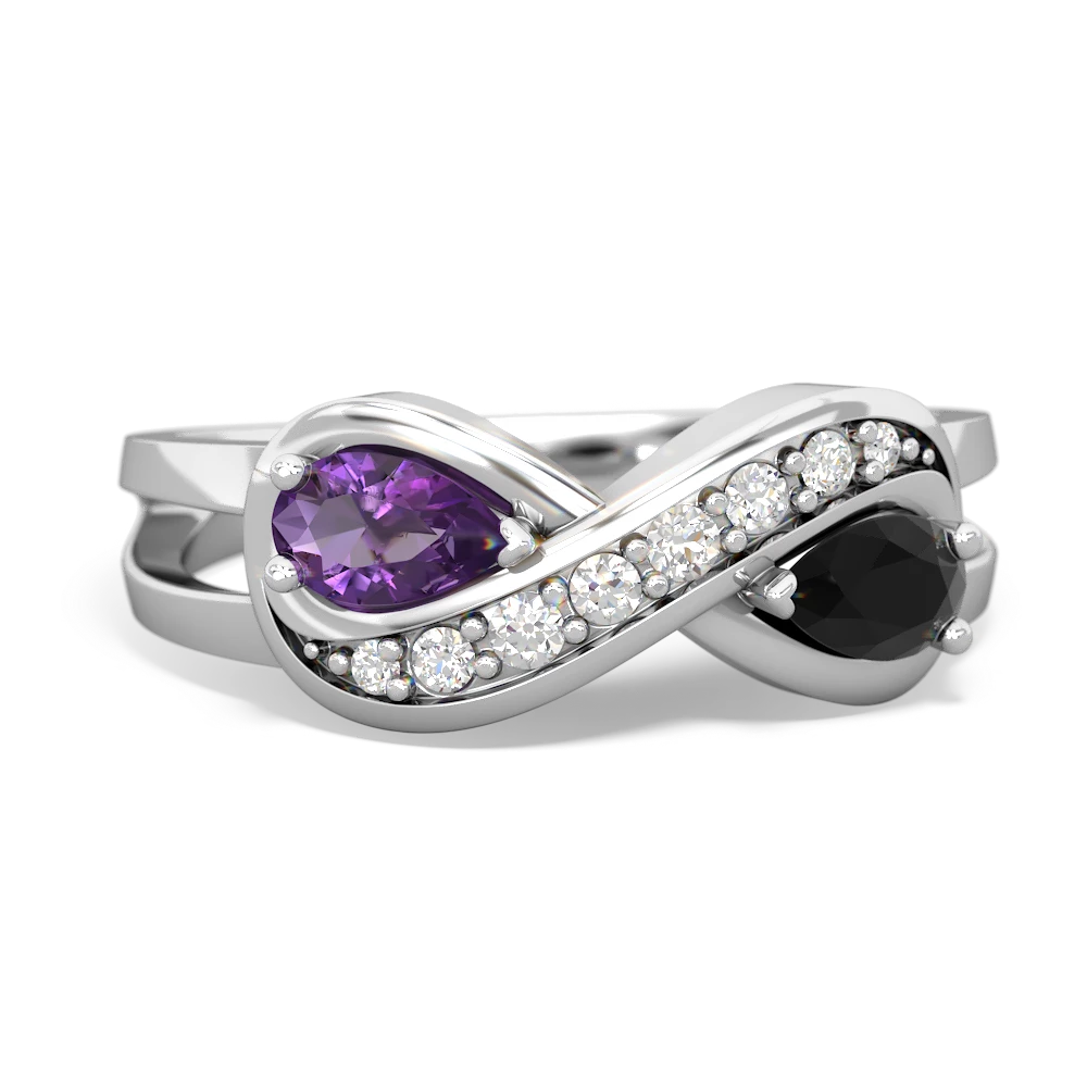 Amethyst Diamond Infinity 14K White Gold ring R5390