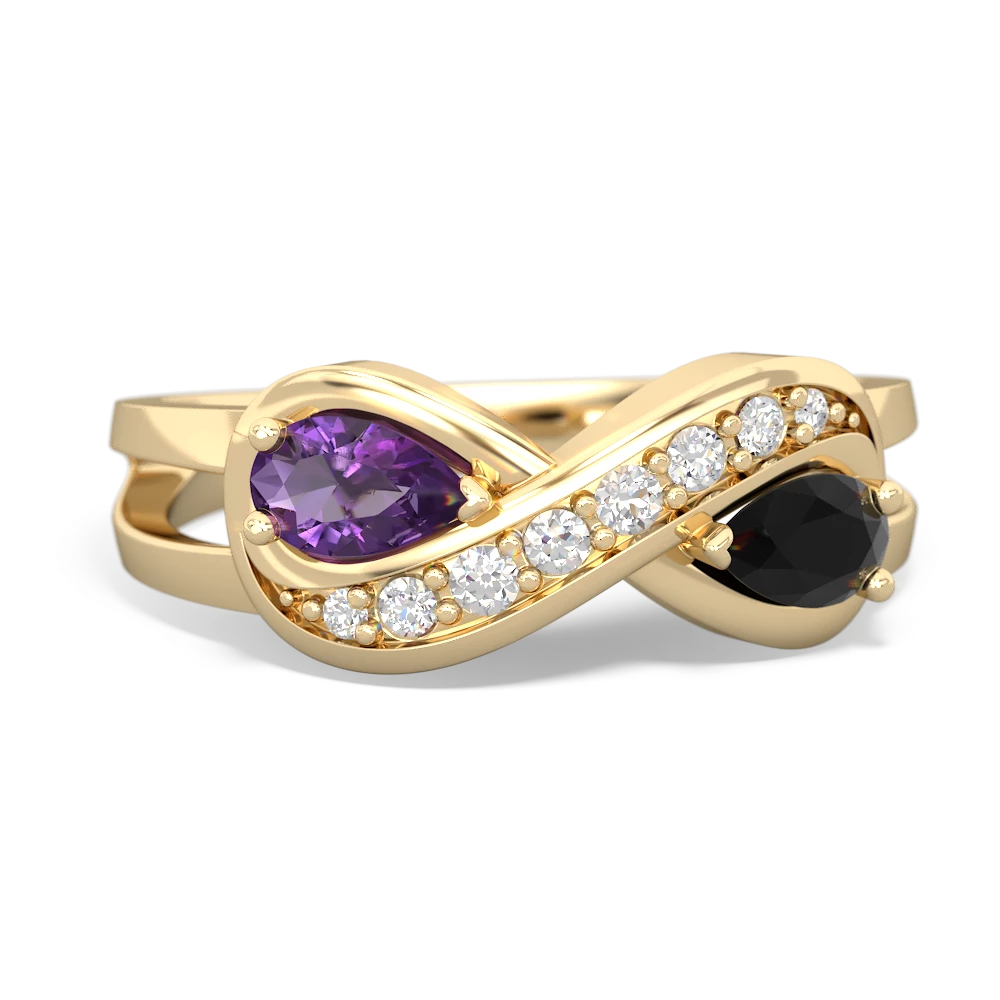 Amethyst Diamond Infinity 14K Yellow Gold ring R5390