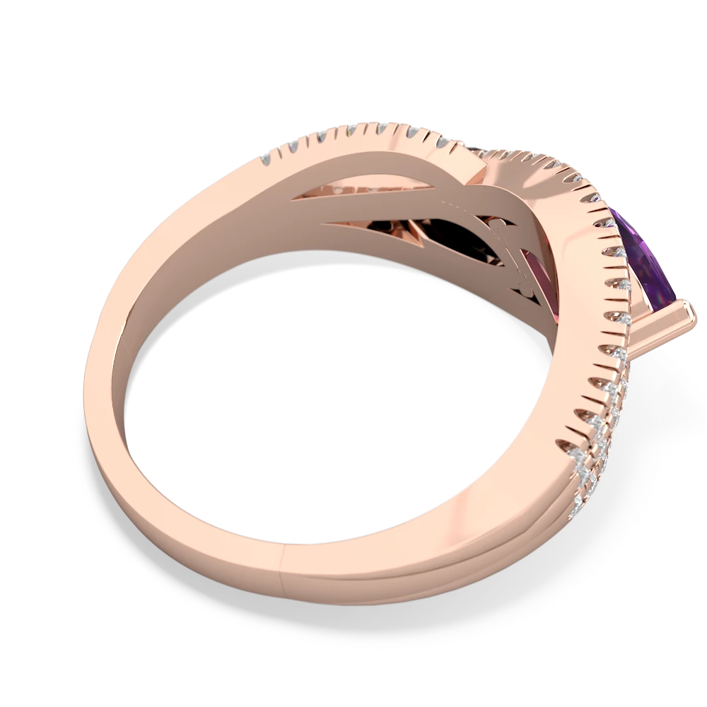 Amethyst Diamond Rivers 14K Rose Gold ring R3070