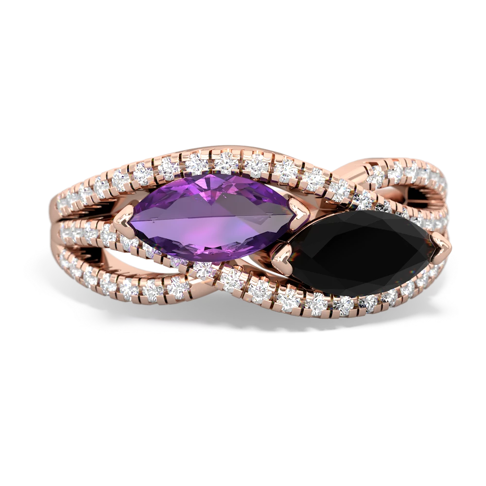 Amethyst Diamond Rivers 14K Rose Gold ring R3070