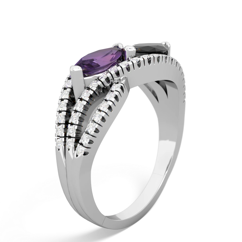 Amethyst Diamond Rivers 14K White Gold ring R3070