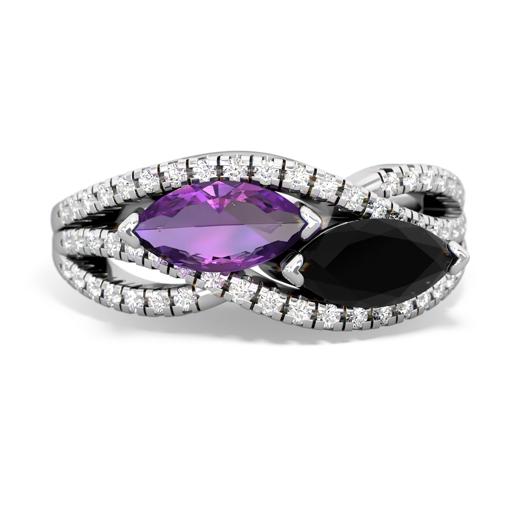 Amethyst Diamond Rivers 14K White Gold ring R3070