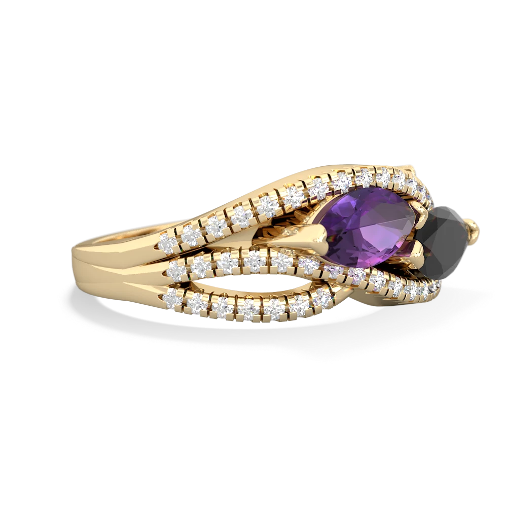 Amethyst Diamond Rivers 14K Yellow Gold ring R3070