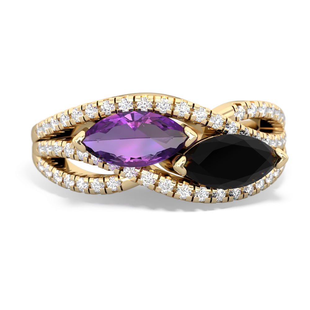 Amethyst Diamond Rivers 14K Yellow Gold ring R3070