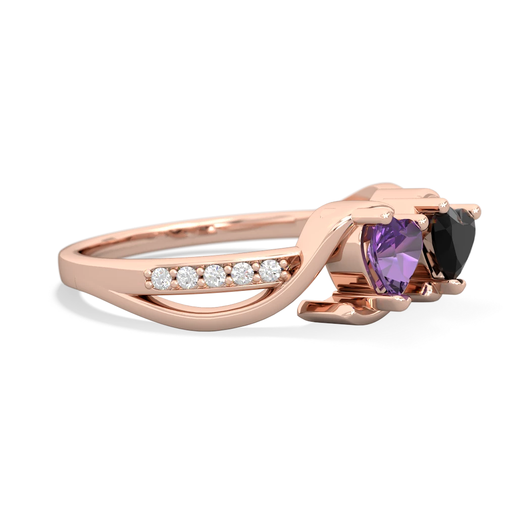 Amethyst Side By Side 14K Rose Gold ring R3090