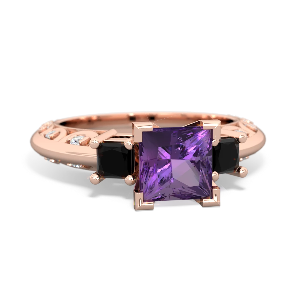 Amethyst Eternal Embrace Engagement 14K Rose Gold ring C2001