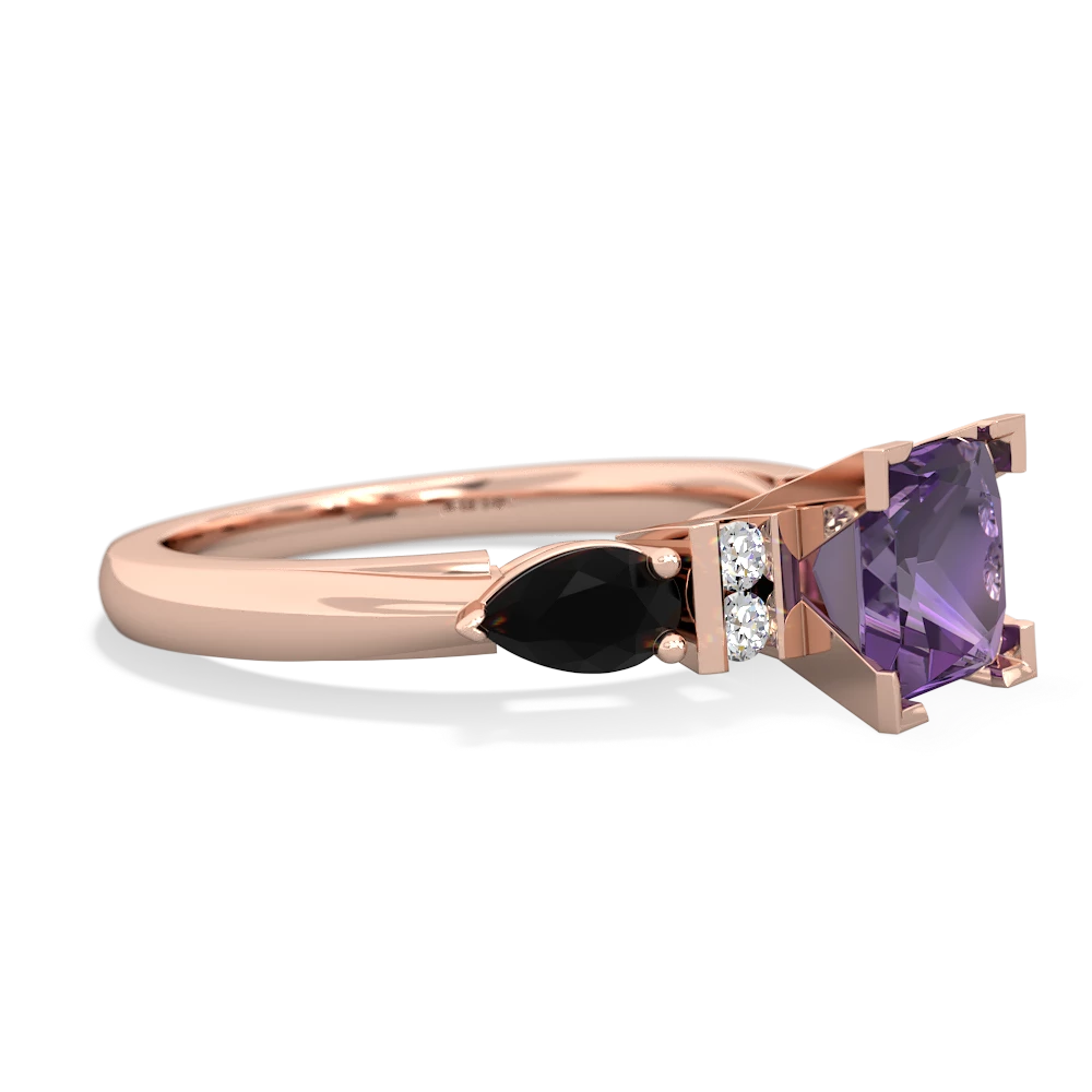 Amethyst 6Mm Princess Eternal Embrace Engagement 14K Rose Gold ring C2002