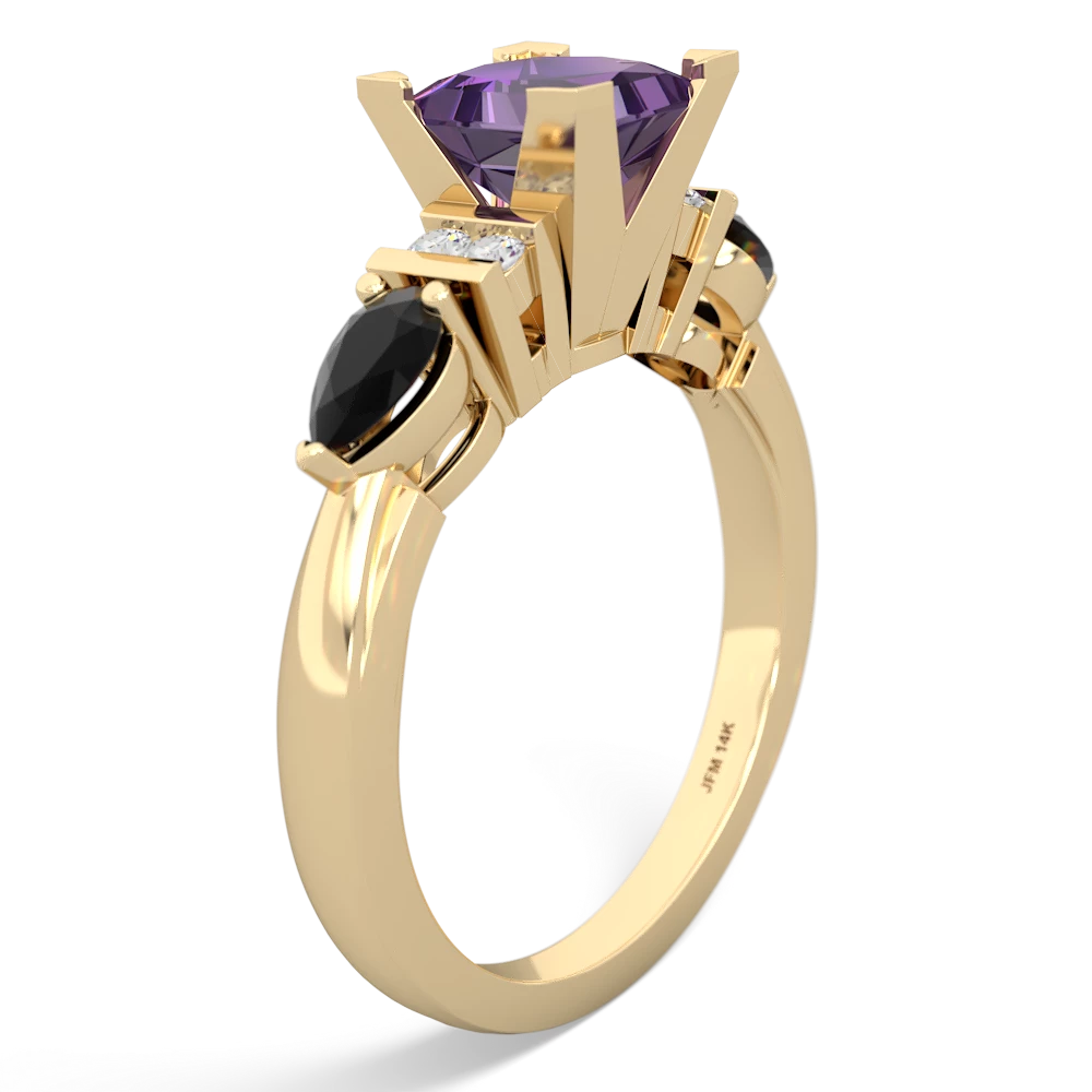 Amethyst 6Mm Princess Eternal Embrace Engagement 14K Yellow Gold ring C2002