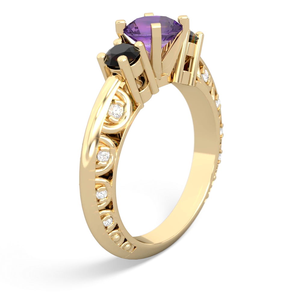 Amethyst Art Deco Eternal Embrace Engagement 14K Yellow Gold ring C2003