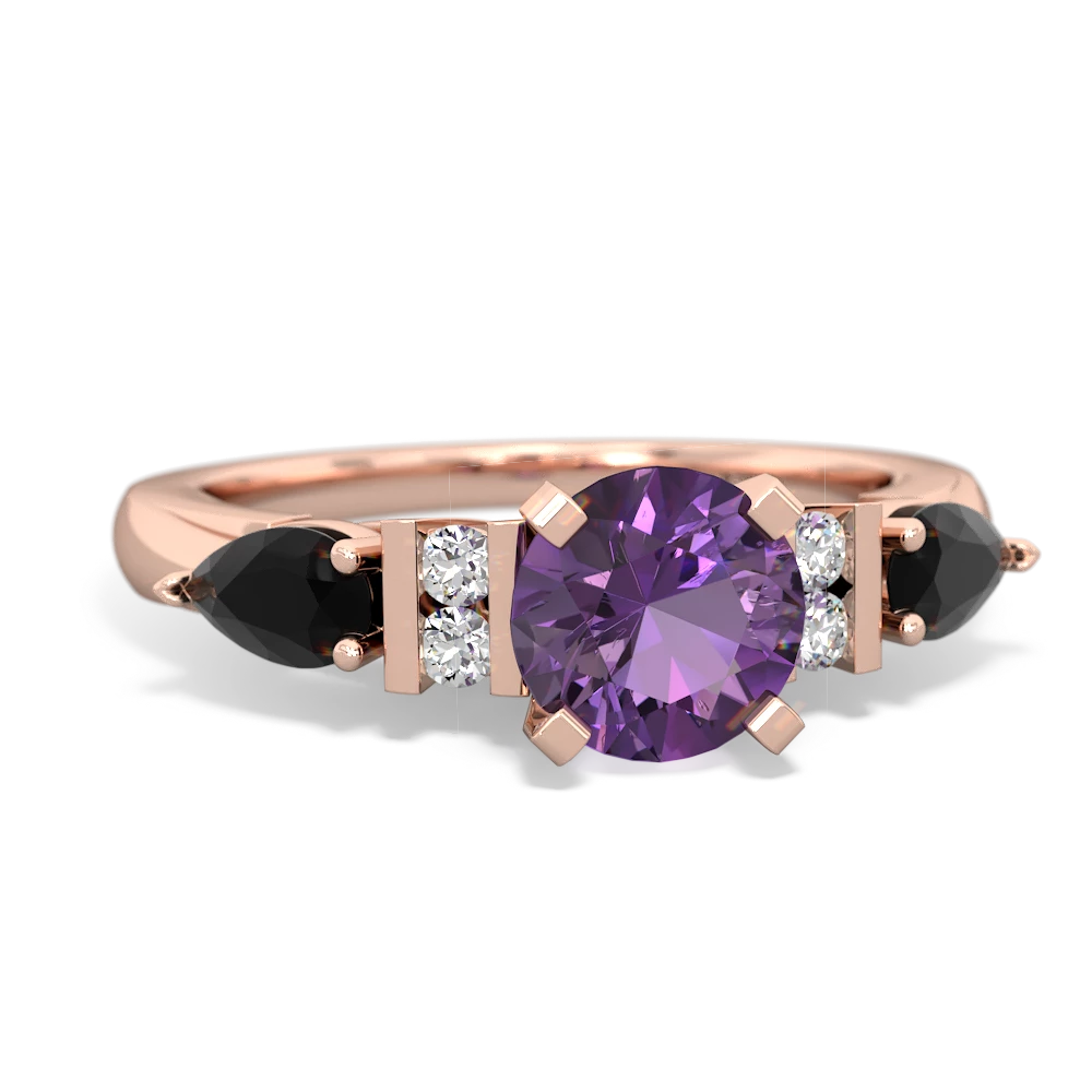 Amethyst 6Mm Round Eternal Embrace Engagement 14K Rose Gold ring R2005