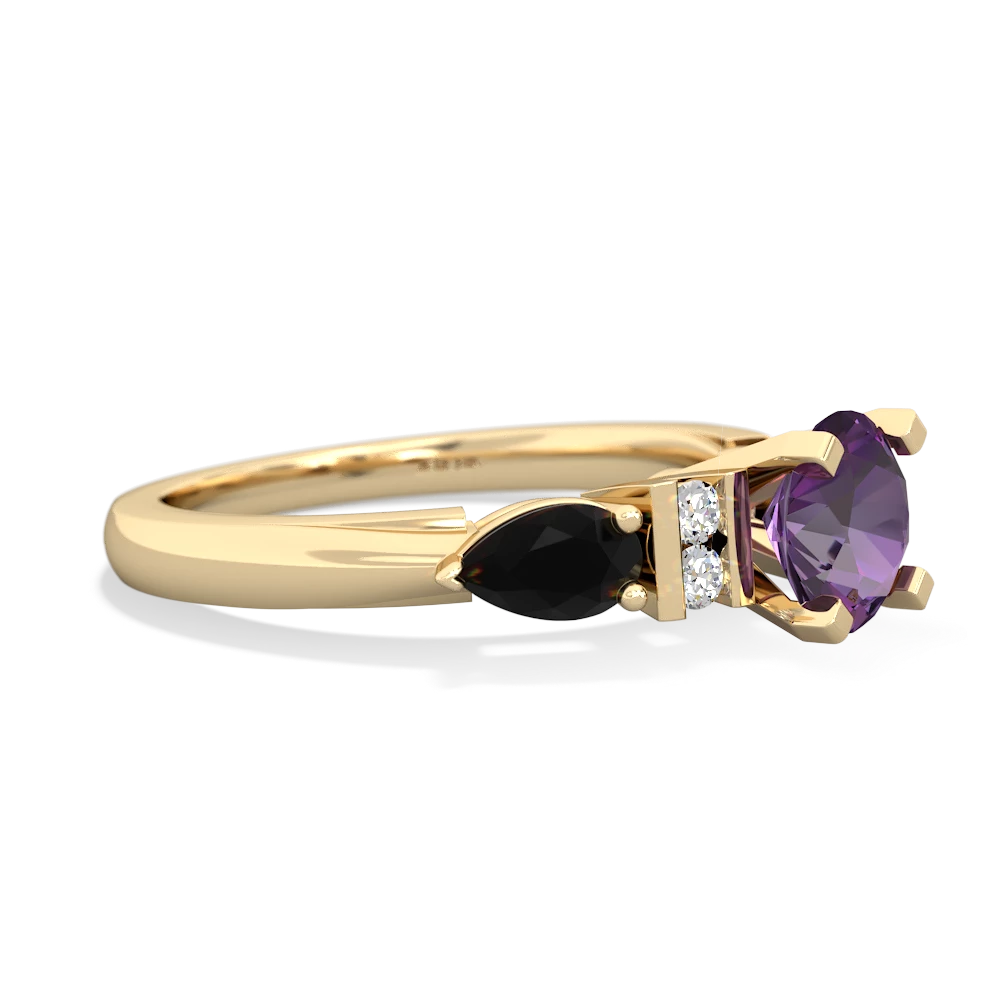 Amethyst 6Mm Round Eternal Embrace Engagement 14K Yellow Gold ring R2005