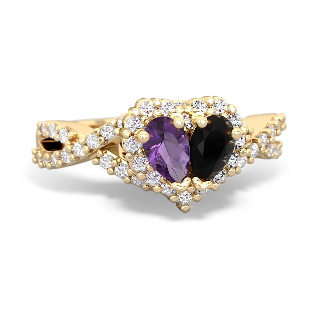 Amethyst Diamond Twist 'One Heart' 14K Yellow Gold ring R2640HRT