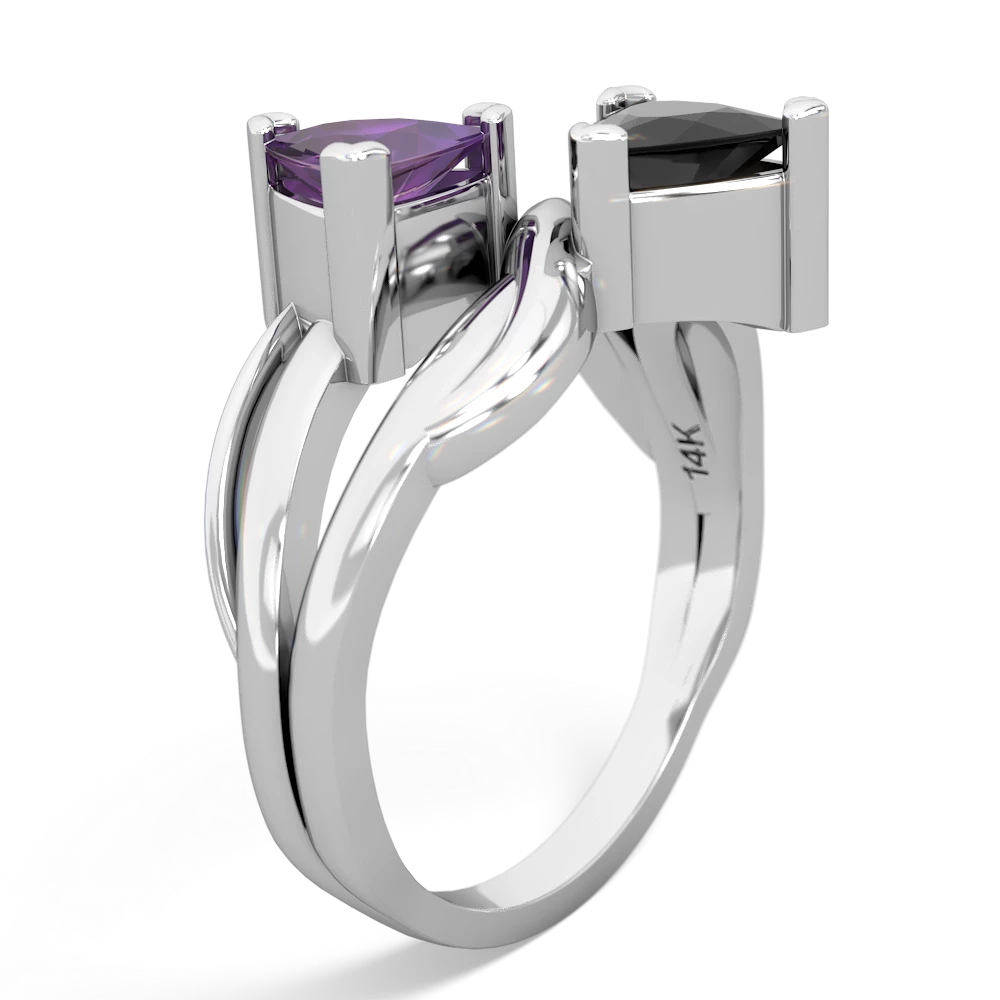 Amethyst Split Band Swirl 14K White Gold ring R2341