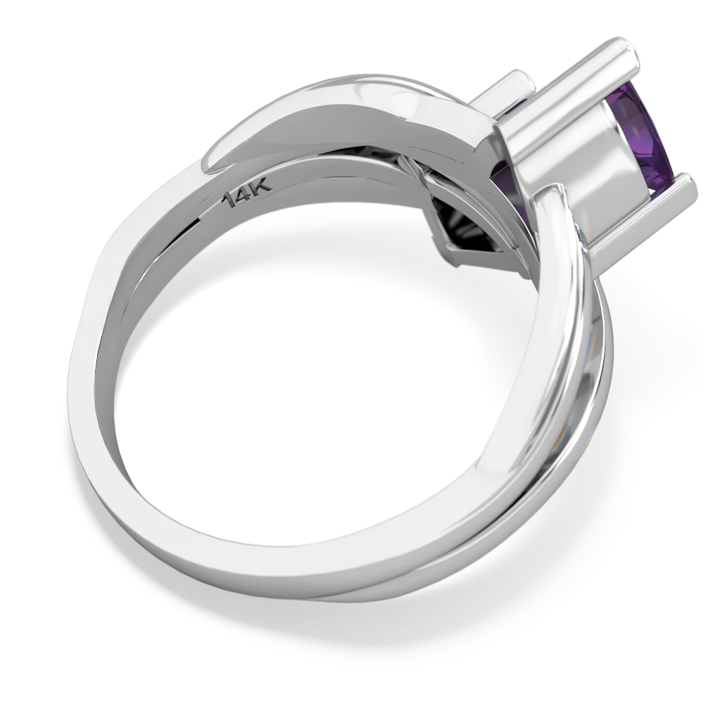 Amethyst Split Band Swirl 14K White Gold ring R2341