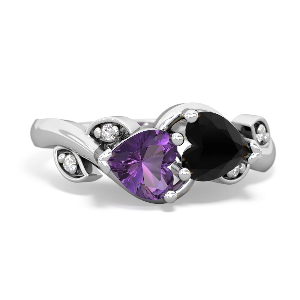 Amethyst Floral Elegance 14K White Gold ring R5790