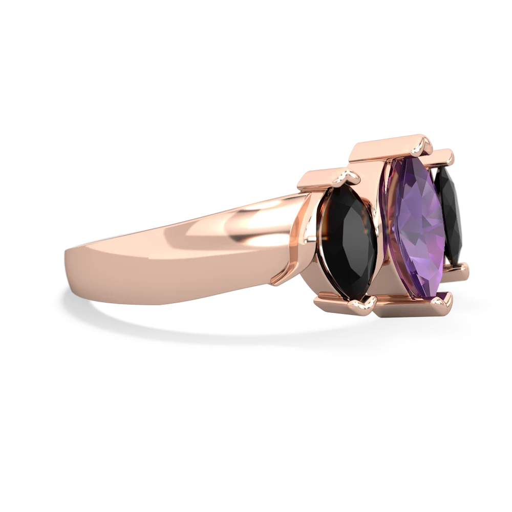 Amethyst Three Peeks 14K Rose Gold ring R2433