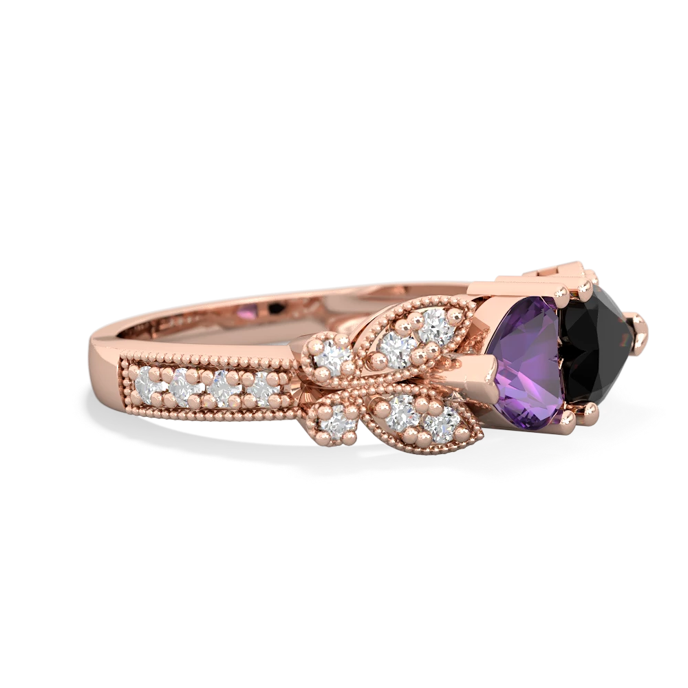 Amethyst Diamond Butterflies 14K Rose Gold ring R5601