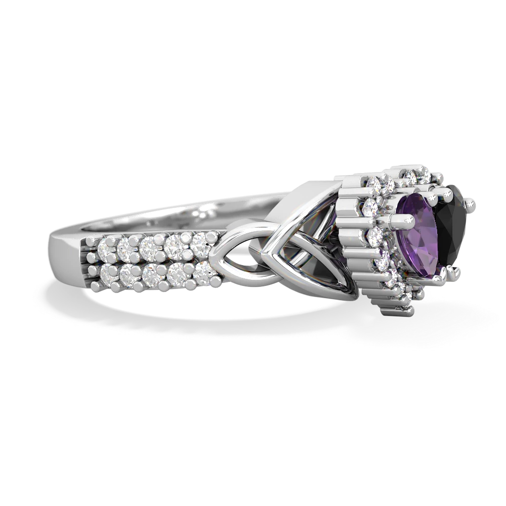 Amethyst Celtic Knot Two Hearts As One 14K White Gold ring R2644HRT