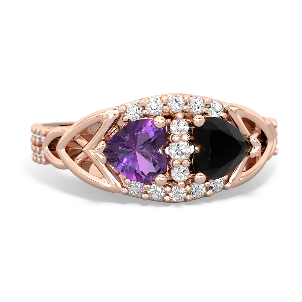 Amethyst Sparkling Celtic Knot 14K Rose Gold ring R2645