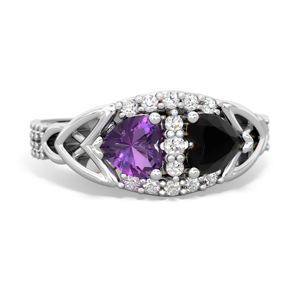 Amethyst Sparkling Celtic Knot 14K White Gold ring R2645