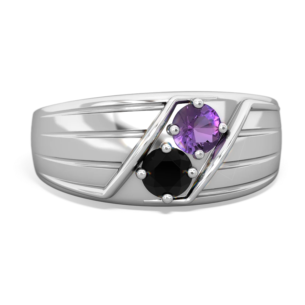 Amethyst Men's Streamline 14K White Gold ring R0460