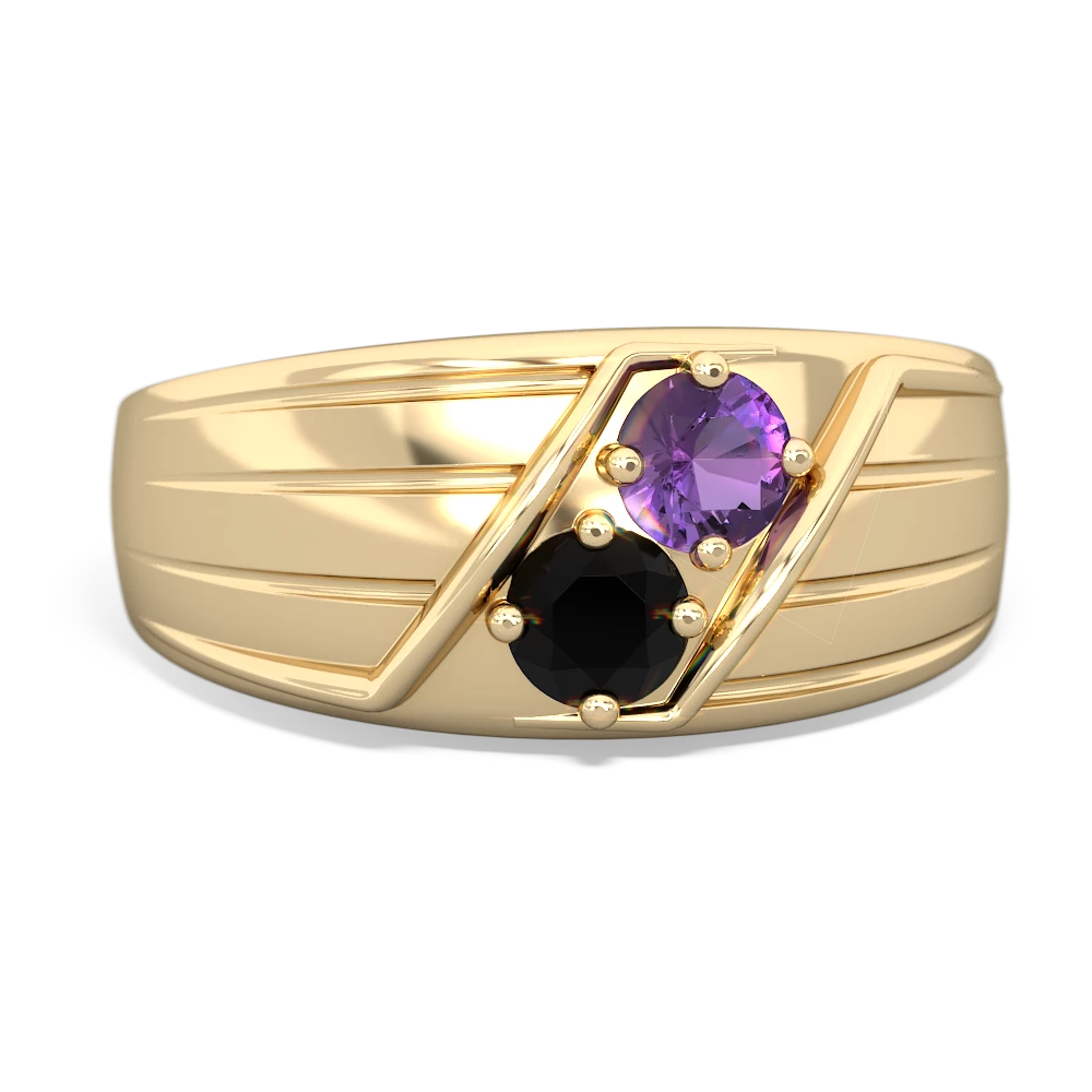 Amethyst Men's Streamline 14K Yellow Gold ring R0460