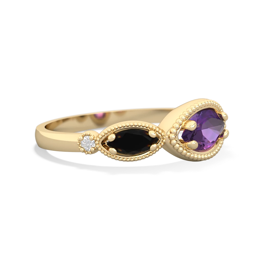 Amethyst Milgrain Marquise 14K Yellow Gold ring R5700