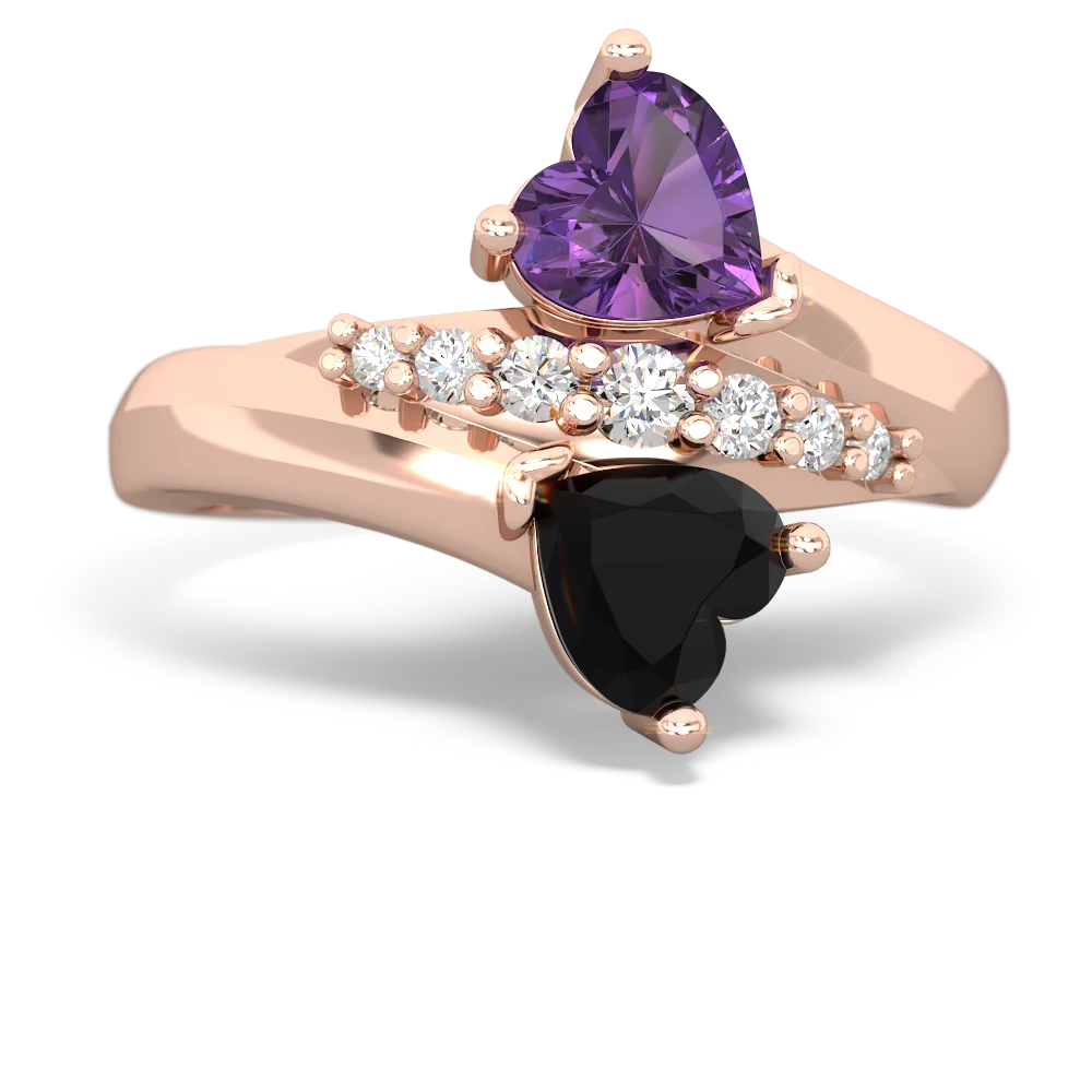 Amethyst Heart To Heart 14K Rose Gold ring R2064